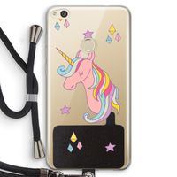 Roze eenhoorn: Huawei Ascend P8 Lite (2017) Transparant Hoesje met koord