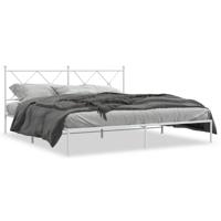 Bedframe met hoofdbord metaal wit 180x200 cm