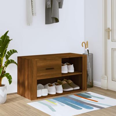 Schoenenkast 80x35x45 cm bewerkt hout bruin eikenkleur