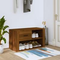 Schoenenkast 80x35x45 cm bewerkt hout bruin eikenkleur
