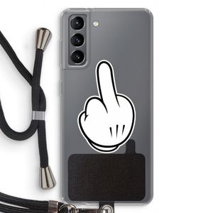 Middle finger white: Samsung Galaxy S21 Transparant Hoesje met koord