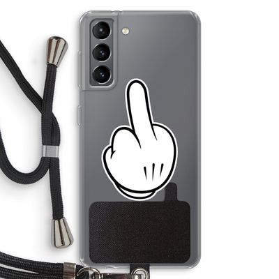 Middle finger white: Samsung Galaxy S21 Transparant Hoesje met koord