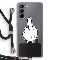 Middle finger white: Samsung Galaxy S21 Transparant Hoesje met koord