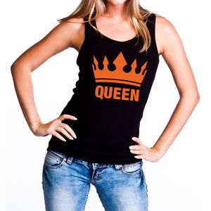 Zwart Queen met oranje kroon tanktop / mouwloos shirt dames