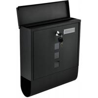 Moderne Zwarte Wandbrievenbus met Krantenrol en RVS Behuizing