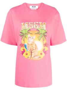 MSGM t-shirt en coton à imprimé graphique - Rose