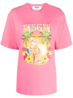 MSGM t-shirt en coton à imprimé graphique - Rose - thumbnail