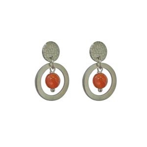 Flow Jewels Hang Oorbellen Fien Terracotta Steentje Zilver