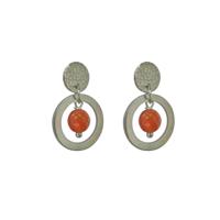 Flow Jewels Hang Oorbellen Fien Terracotta Steentje Zilver