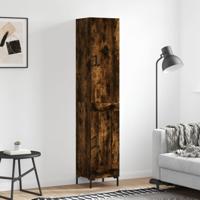 Hoge kast 34,5x34x180 cm bewerkt hout gerookt eikenkleurig