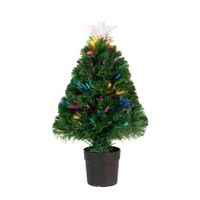 Tweedekans kerstboom - fiber - met licht en ster piek - 90 cm   - - thumbnail