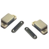 2x stuks magneetsnapper / magneetsnappers met metalen sluitplaat wit 6 x 5,4 x 2,6 cm