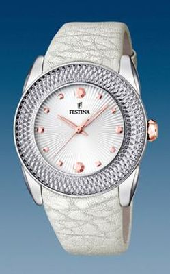 Horlogeband Festina F16591-A Leder Crèmewit 24mm