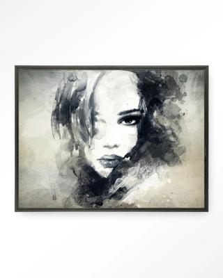 Urban Cotton Wandkleed 'The Look' 110 x 145cm in Floating Frame - black