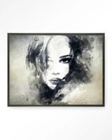 Urban Cotton Wandkleed 'The Look' 110 x 145cm in Floating Frame - black