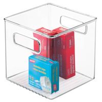 iDesign - Opbergbox met Handvat, 15.5 x 15.5 x 15.5 cm, Kunststof, Transparant - iDesign Linus