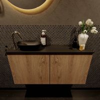 Mondiaz Fowy toiletmeubel 100cm washed oak met blad en waskom urban links 1 kraangat
