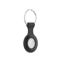 Icon Siliconen Hoesje met Sleutelhanger voor Apple AirTag - Cover met Sleutelhanger-ring - Zwart