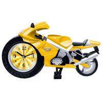 Creatieve artistieke motorfiets wekker bureauklok model voor huishoudelijke plank decoraties (geel)