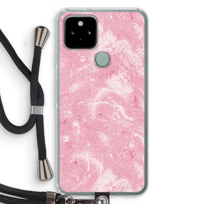 Abstract Painting Pink: Pixel 5 Transparant Hoesje met koord