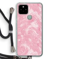 Abstract Painting Pink: Pixel 5 Transparant Hoesje met koord