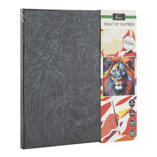 Schilderen op Nummer Luxe Zwart Canvas Leeuw 30x30