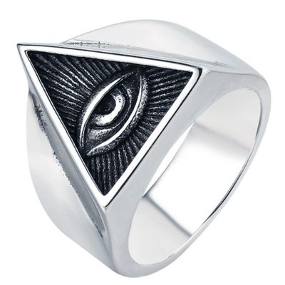 Mendes herenring Edelstaal Zilverkleurig Oog van Horus-21mm