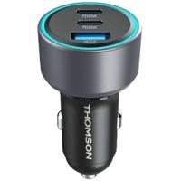 Caricabatterie da auto - THOMSON - 60 W - Tecnologia gan di nuova generazione - 2 USB-C - PD 30 W + USB-A - QC 3.0 - 18 W