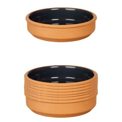 La Dehesa Tapas / Creme brulee schaaltjes - 8x stuks - terracotta/zwart - 16 x 4 cm - Hapjes