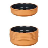 La Dehesa Tapas / Creme brulee schaaltjes - 8x stuks - terracotta/zwart - 16 x 4 cm - Hapjes