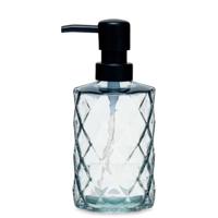 Luxe zeeppompje/dispenser Diamond - Misty transparant - glas - 18 x 7 cm - 410 ml