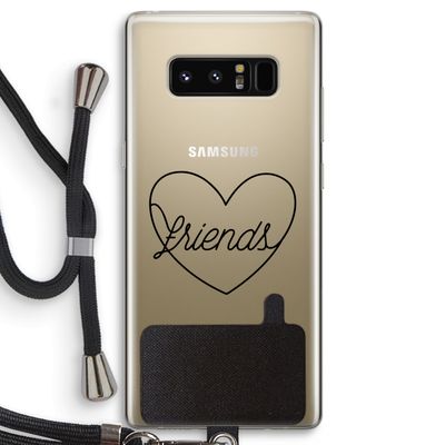 Friends heart black: Samsung Galaxy Note 8 Transparant Hoesje met koord