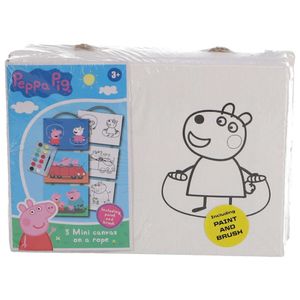 Peppa Pig 3 Canvasdoeken met Touw + Verf
