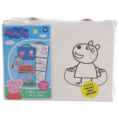 Peppa Pig 3 Canvasdoeken met Touw + Verf