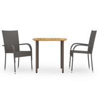 3-delige Tuinset poly rattan bruin