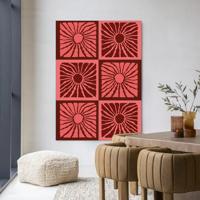 Urban Cotton Wandkleed 'Suns In Pink' 110 x 145cm in Frame - black