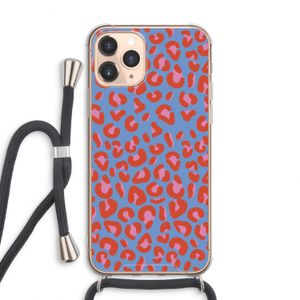 Leopard blue: iPhone 11 Pro Max Transparant Hoesje met koord