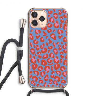 Leopard blue: iPhone 11 Pro Max Transparant Hoesje met koord