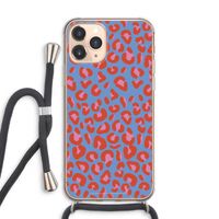 Leopard blue: iPhone 11 Pro Max Transparant Hoesje met koord