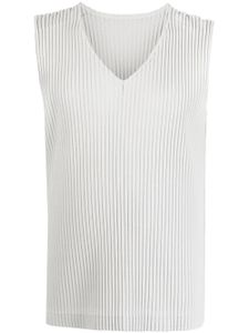 Homme Plissé Issey Miyake plissé V-neck tank top - Gris