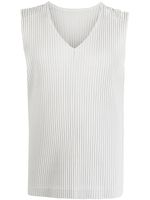 Homme Plissé Issey Miyake plissé V-neck tank top - Gris - thumbnail