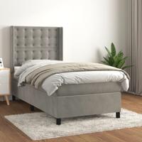 Boxspring met matras fluweel lichtgrijs 90x190 cm