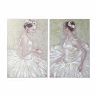 Schilderij DKD Home Decor 80 x 3 x 120 cm Balletdanseres Traditioneel (2 Stuks)