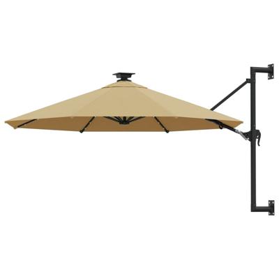 Wandparasol met LED's 300 cm taupe