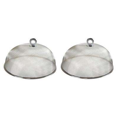 Cosy & Trendy Voedselkap - Set van 4x stuks - rond - 30 cm - grijs - metaal - vliegenkap - tegen ins