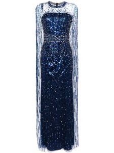 Jenny Packham robe longue Lux à ornements en cristal - Bleu