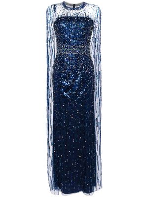 Jenny Packham robe longue Lux à ornements en cristal - Bleu