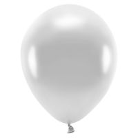 100x Milieuvriendelijke ballonnen zilver 26 cm voor lucht of helium   - - thumbnail