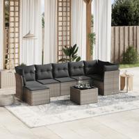 8-delige Loungeset met kussens poly rattan grijs 8-delige Loungeset met kussens poly rattan grijs