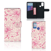 Alcatel 1S (2021) Hoesje Pink Flowers